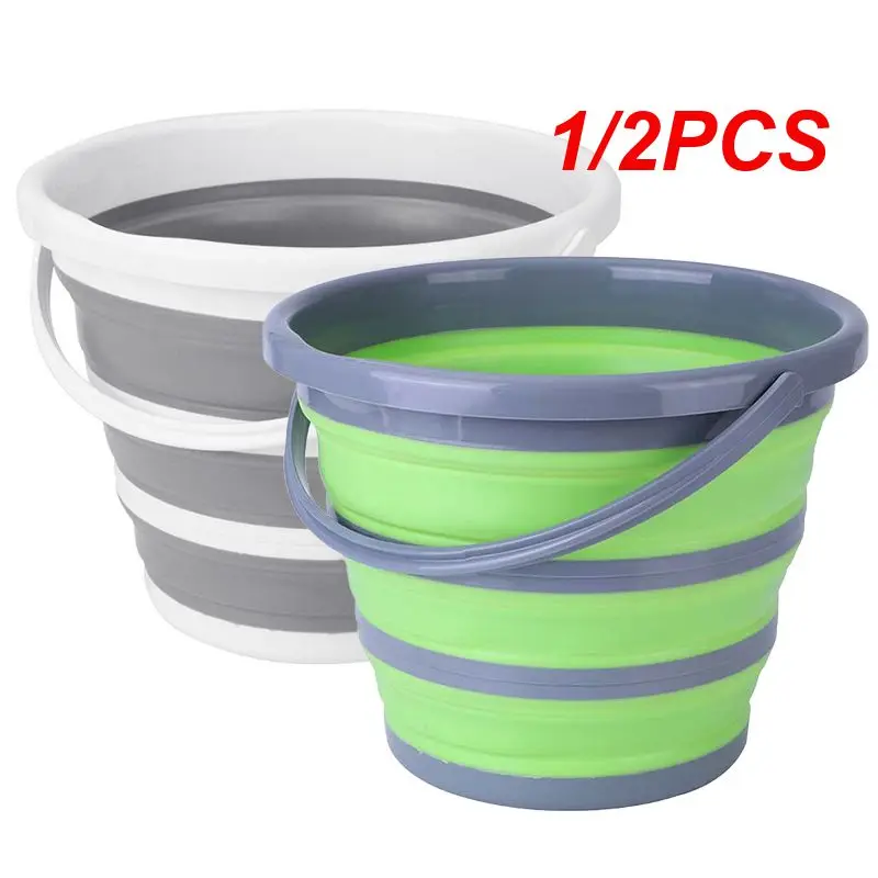 

1/2PCS Foldable Bucket Car Wash Outdoor Fishing Round Bathroom Kitchen Bucket Portable Folding Bucket Water Container For