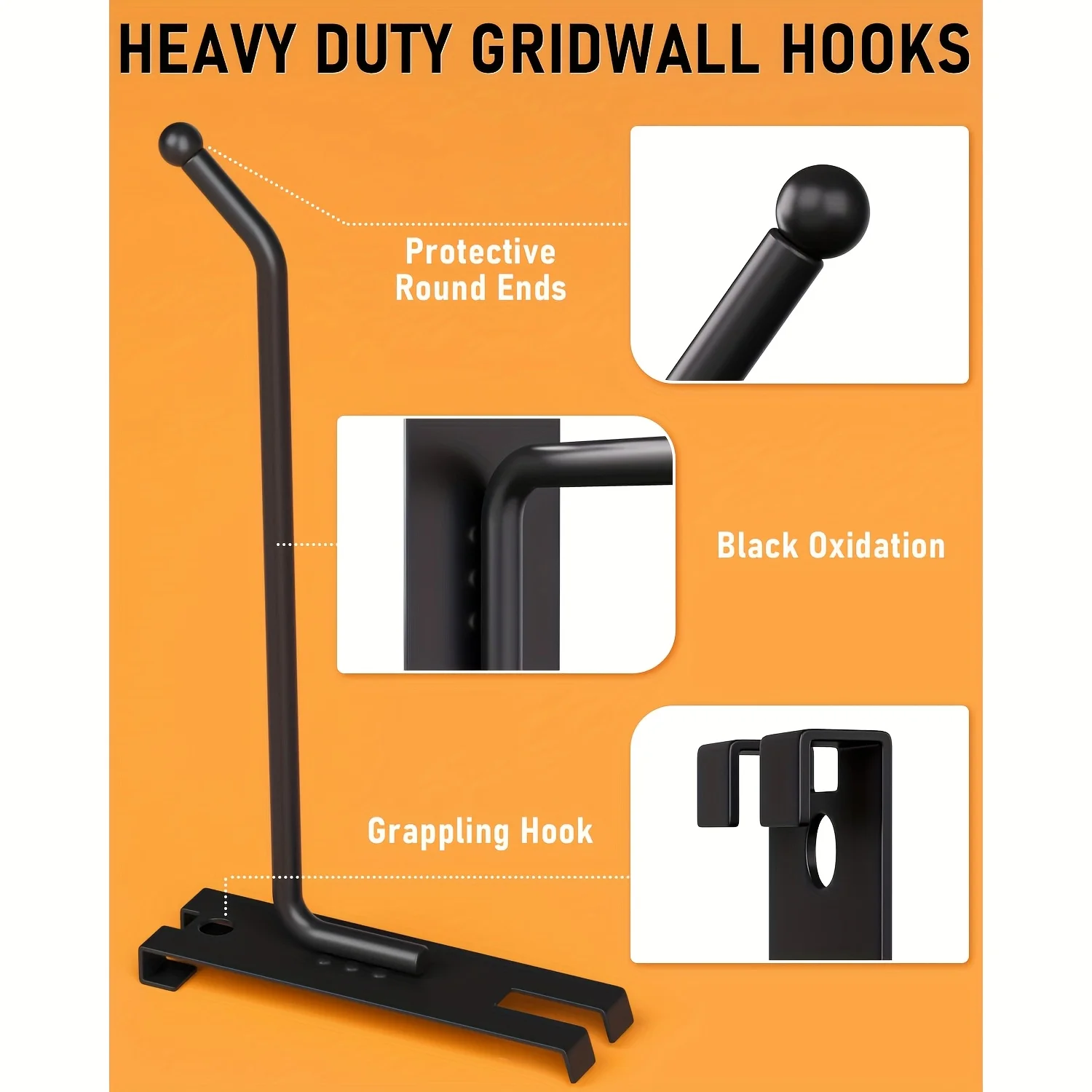 2/4/6 Inch Mesh Panel Black Minimalistic Display Hook Organizer Hanger