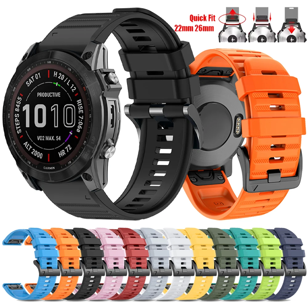 

QuickFit 22mm 26mm Silicone Watch Band For Garmin Fenix 6 6X Pro 7X 7 8 E 5X 5 Plus Epix Gen 2 Forerunner 955 965 Tactix 8 Strap