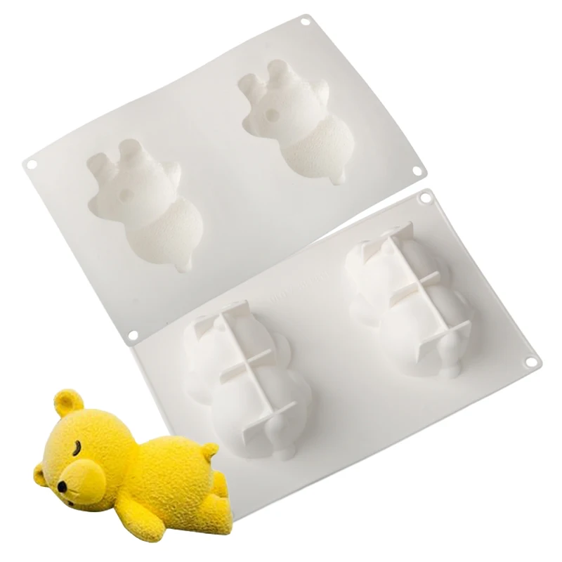 Sleep Bear Mousse Cake Mold 2 or 4 Cells Silicone Cake Mold Dessert Tools Kitchen Baking Supplies Resin Clay Handicraft Mold