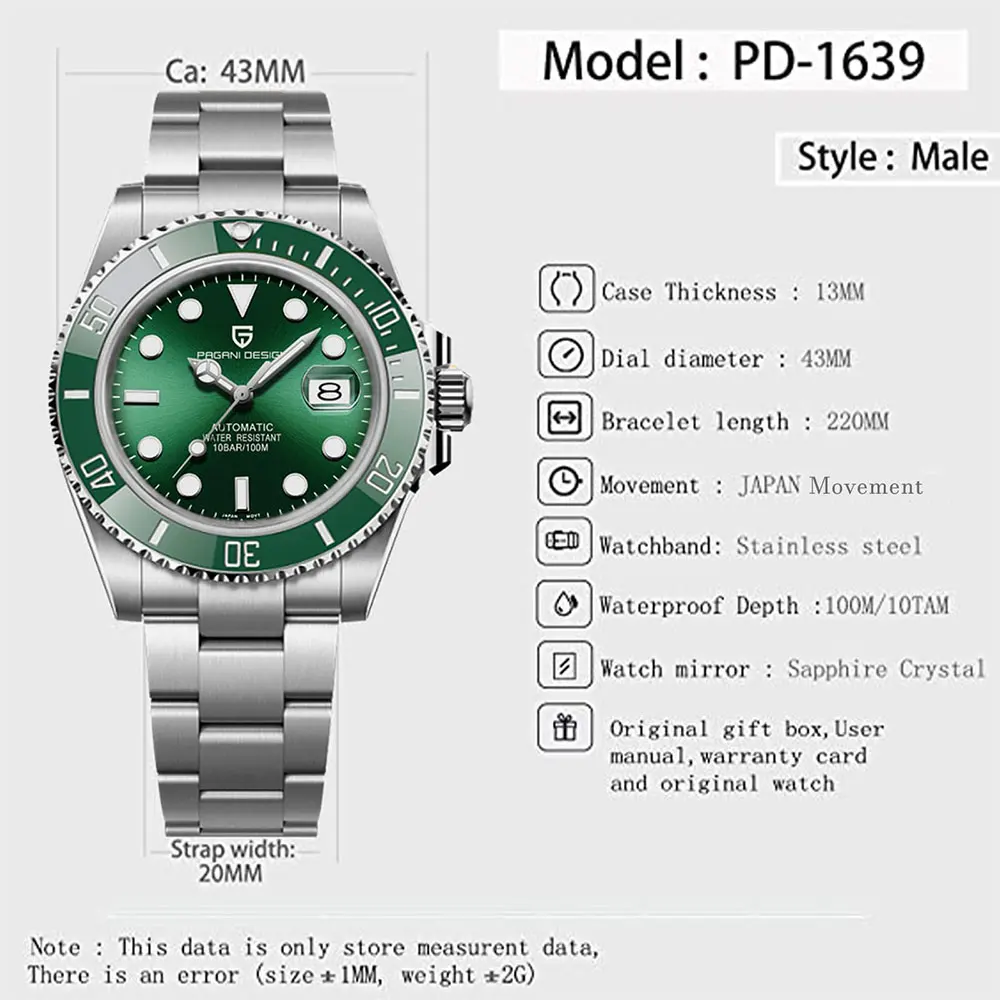 PAGANI DESIGN Diving Watch Mechanical Watch 316L Stainless Steel Luminous Waterproof Watch Top Luxury Automatic Watches Men Gift - view 6