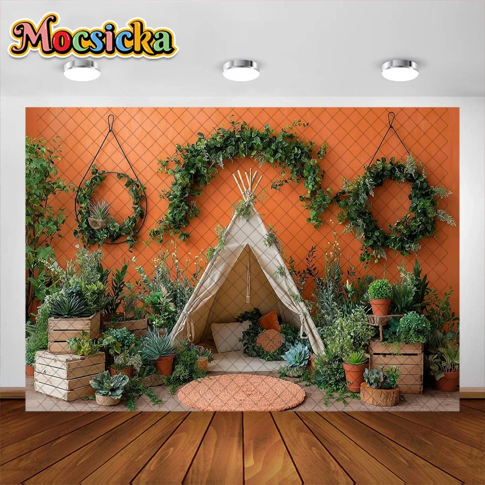Mocsicka Photography Background Kids Birthday Boho Garland Room Decoration Baby Shower Cake Smash Backdrops Studio Props Banner