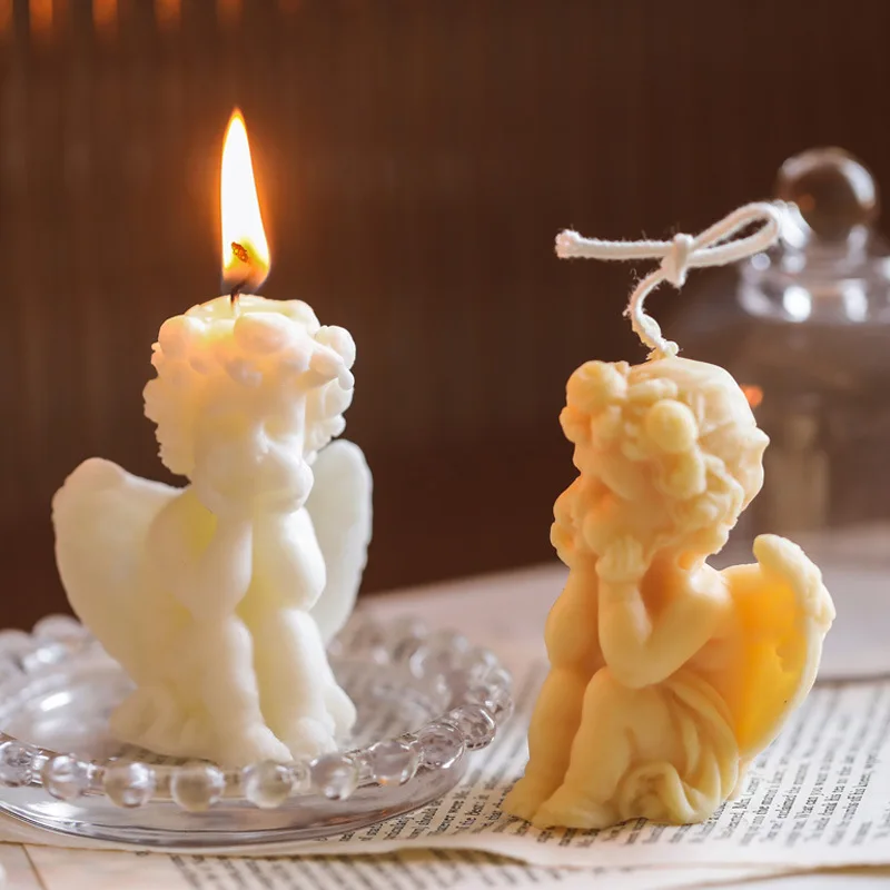 Cute candles cupid angel scented candles ins small art decorative aromatic candles home fragrant decoration candles posing props