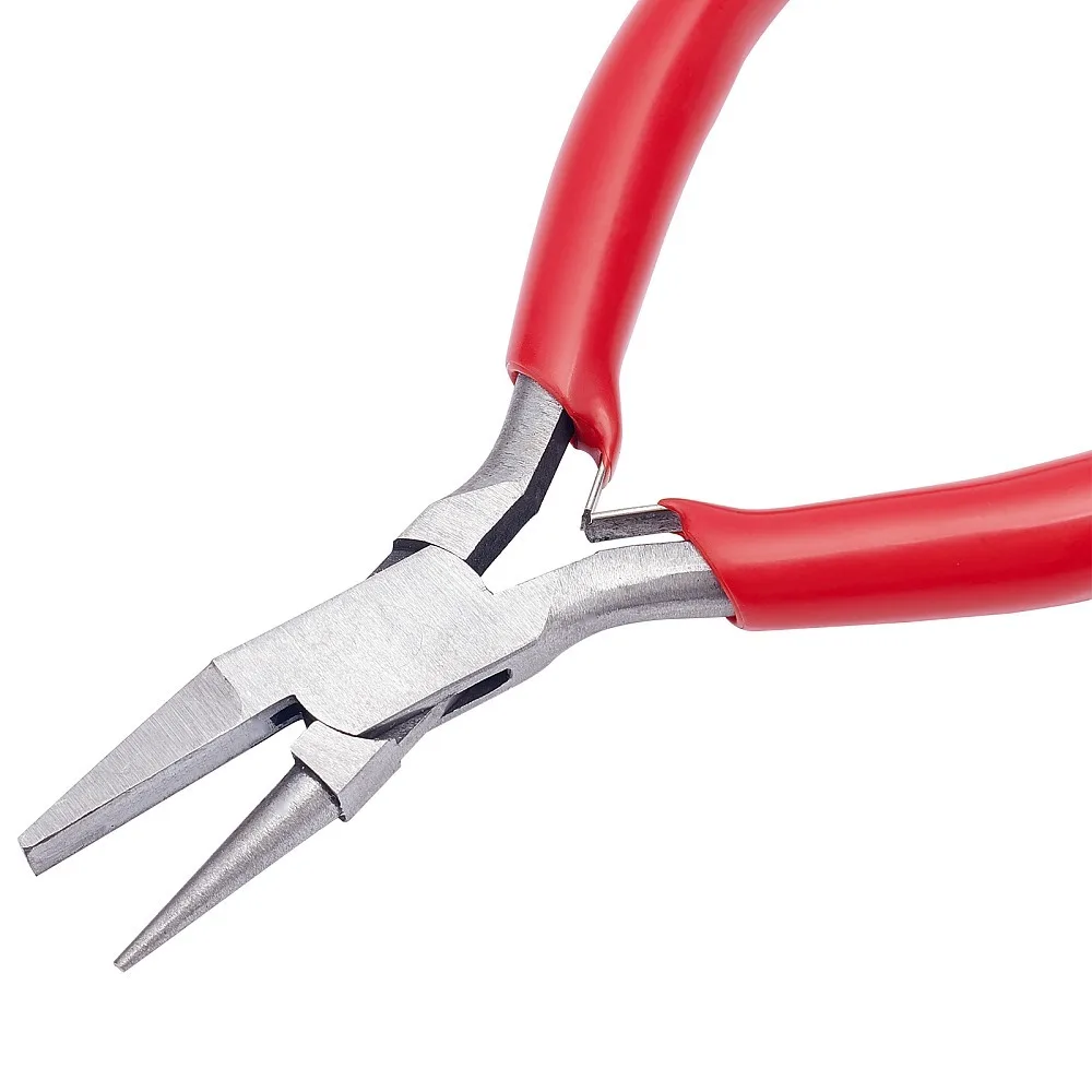 

1pc High Carbon Steel Pliers Flat Nose and Round Nose Pliers Red 133x72x12.5mm