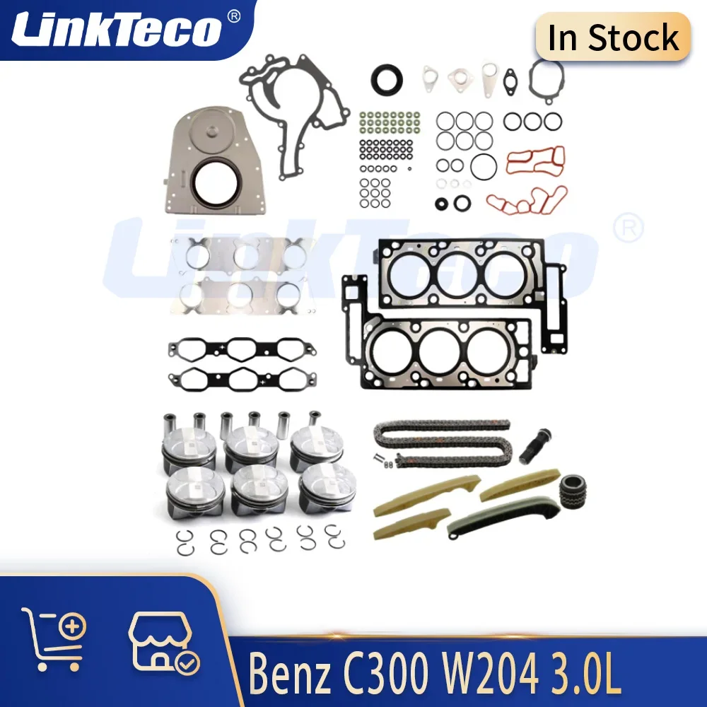 Engine Parts Cylinder Head Gasket Timing Chain Piston Ring Kit Fit 3.0L V6 Gas M272 For Benz C E R S SL SLK 3.0L 05-14 W204 C300