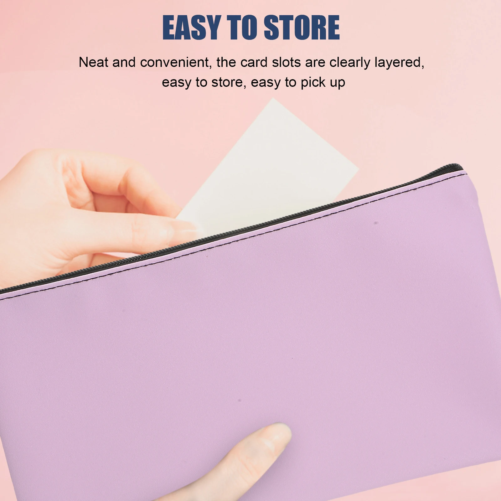 

2Pcs Stylish Money Bag PU Cash Pouch Zipper for Bills Coins Receipts Checks on-The-Go Organization Wallet
