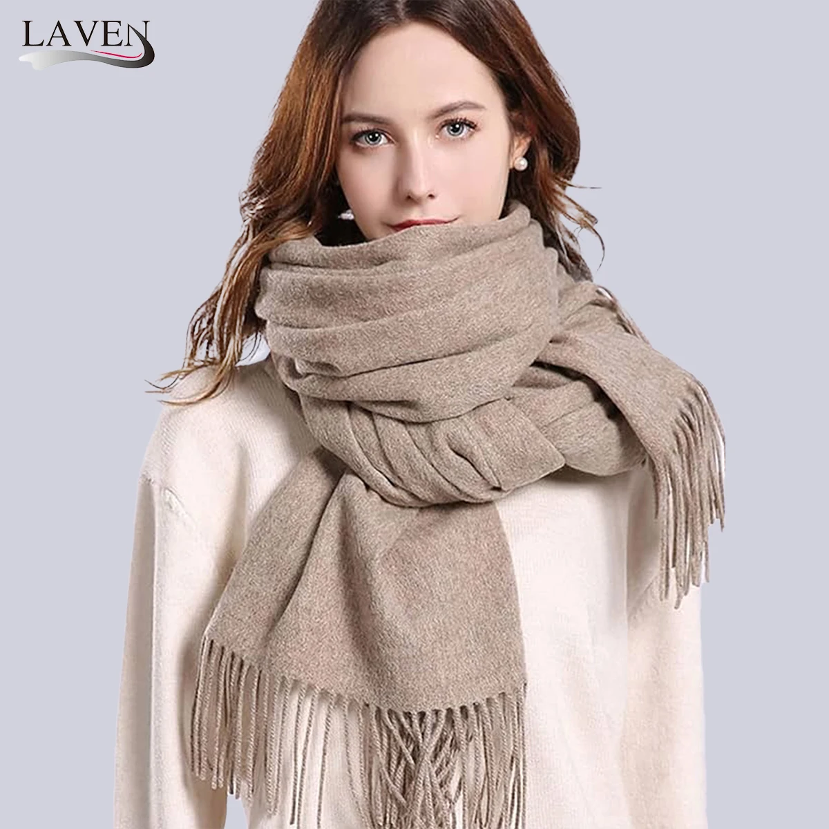 

Women Winter Warm Cashmere Scarf Tassels Shawl Fashion Solid Wraps Pashmina Neckerchief Muffler Foulard Tippet Cape