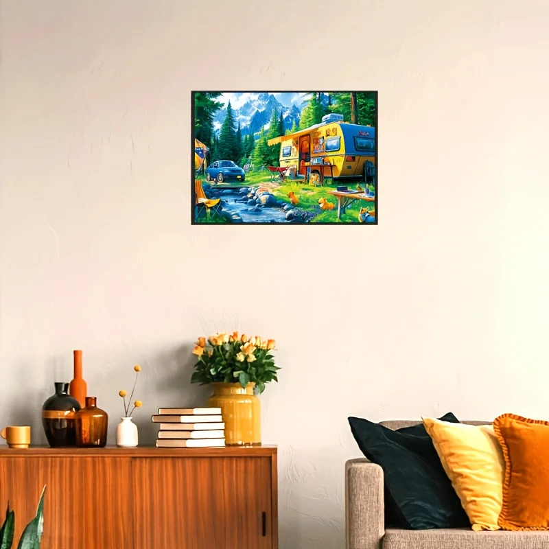 1000pcs Jigsaw Puzzle - Camping Trip Vintage Camper 70x50cm (27.5x19.7in) Challenge Puzzle for Adults