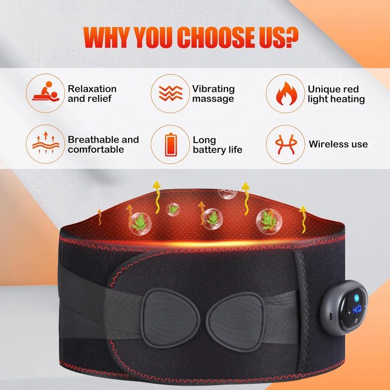 

Vibration Heating Massage Waist Belt, Electric Heating Waist Massager, Rechargeable Heated Massage Belt, Blood Circulation