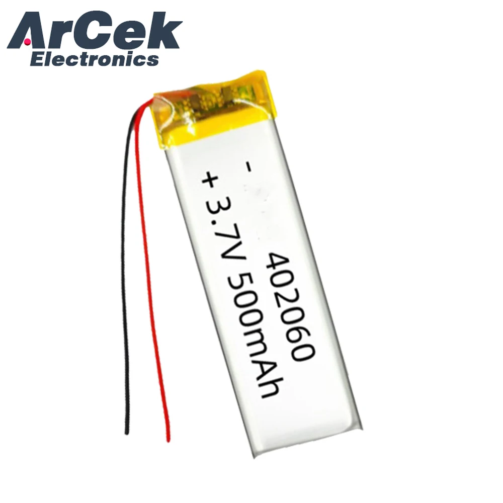 5PCS 3.7V 500mAh 402060 Lipo Polymer Lithium Rechargeable Battery for MP3 GPS Bluetooth Recorder Headset Smart Watch Massager