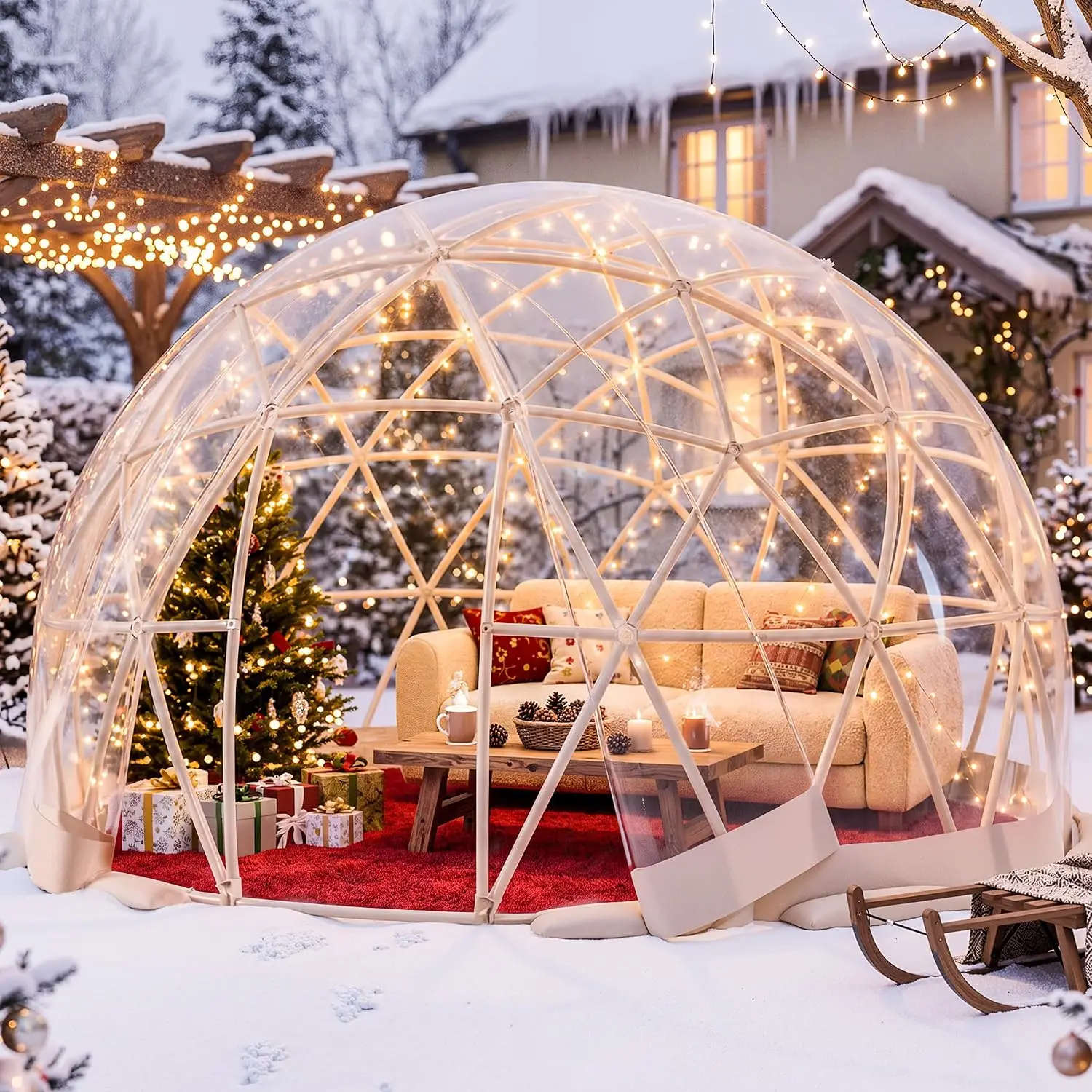 Clear 10FT Garden Dome Tent and Outdoor Bubble Shelter with 360-Degree Panoramic View