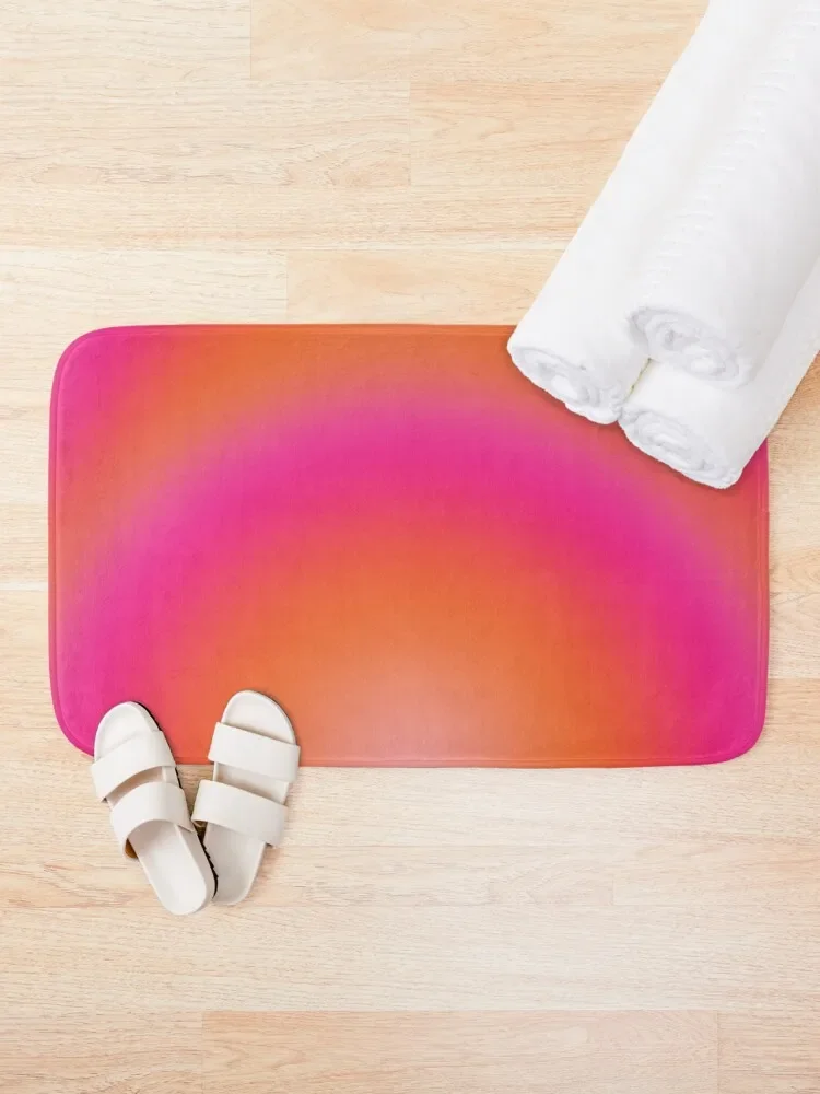 Les Couleurs 03 - Gradient Hot Pink And Orange Modern Aura Aesthetic Bath Mat Carpet In The Bathroom For Toilet Mat