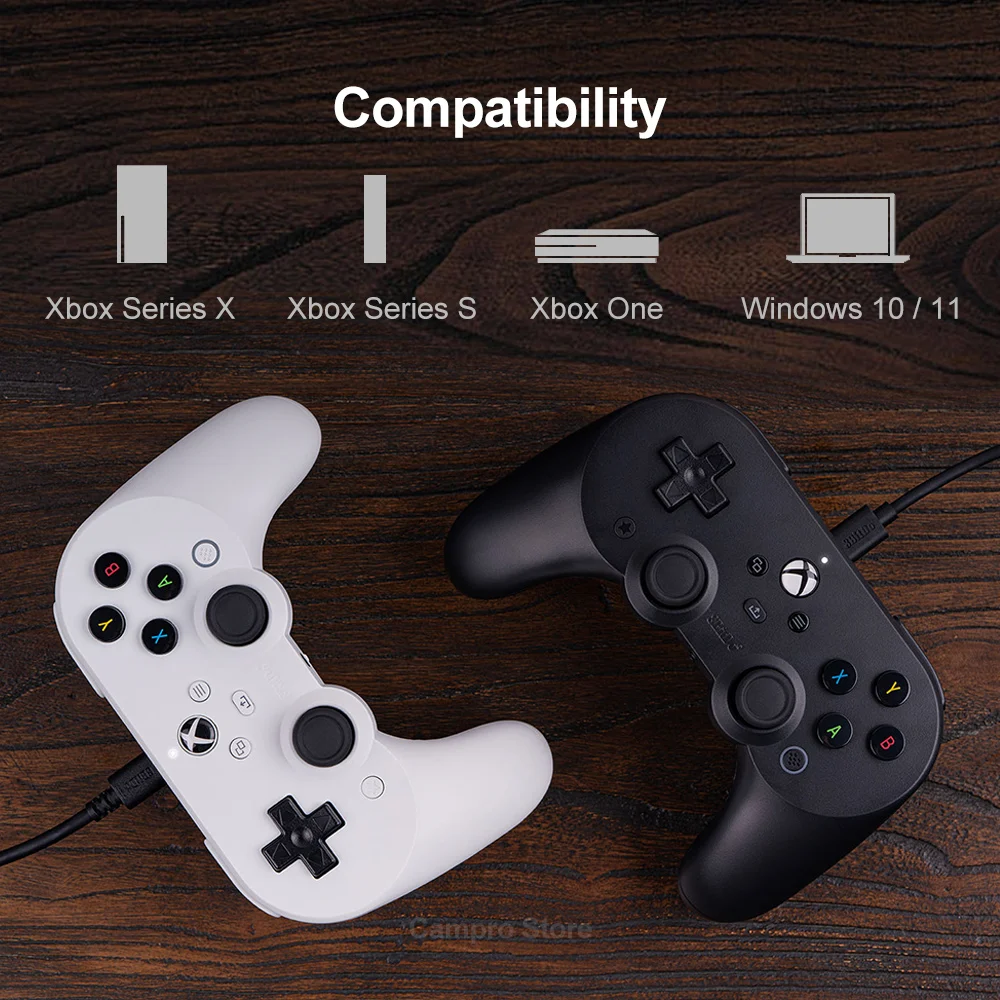 Imagem -02 - Pro Xbox Wired Controle para Xbox Series x s Xbox One pc com Janelas 10 11 Atualizado com Efeito Hall Joysticks Adicionar Branco 8bitdo