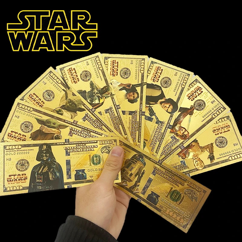 STAR WARS-Cartes dorées de collection de billets de banque, cadeaux commémoratifs, cadeaux de fête, collection de bandes dessinées, loisirs de collection, périphérie