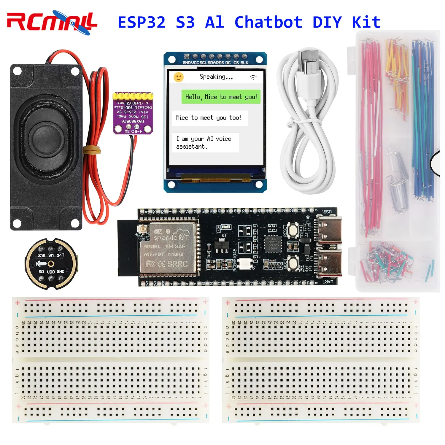 

ESP32 S3 Al Chatbot DIY Kit ESP32-S3-DevKitC-1 N16R8 Dev Board with 1.54 Inch Display Screen Al Voice Assistant Starter Kit