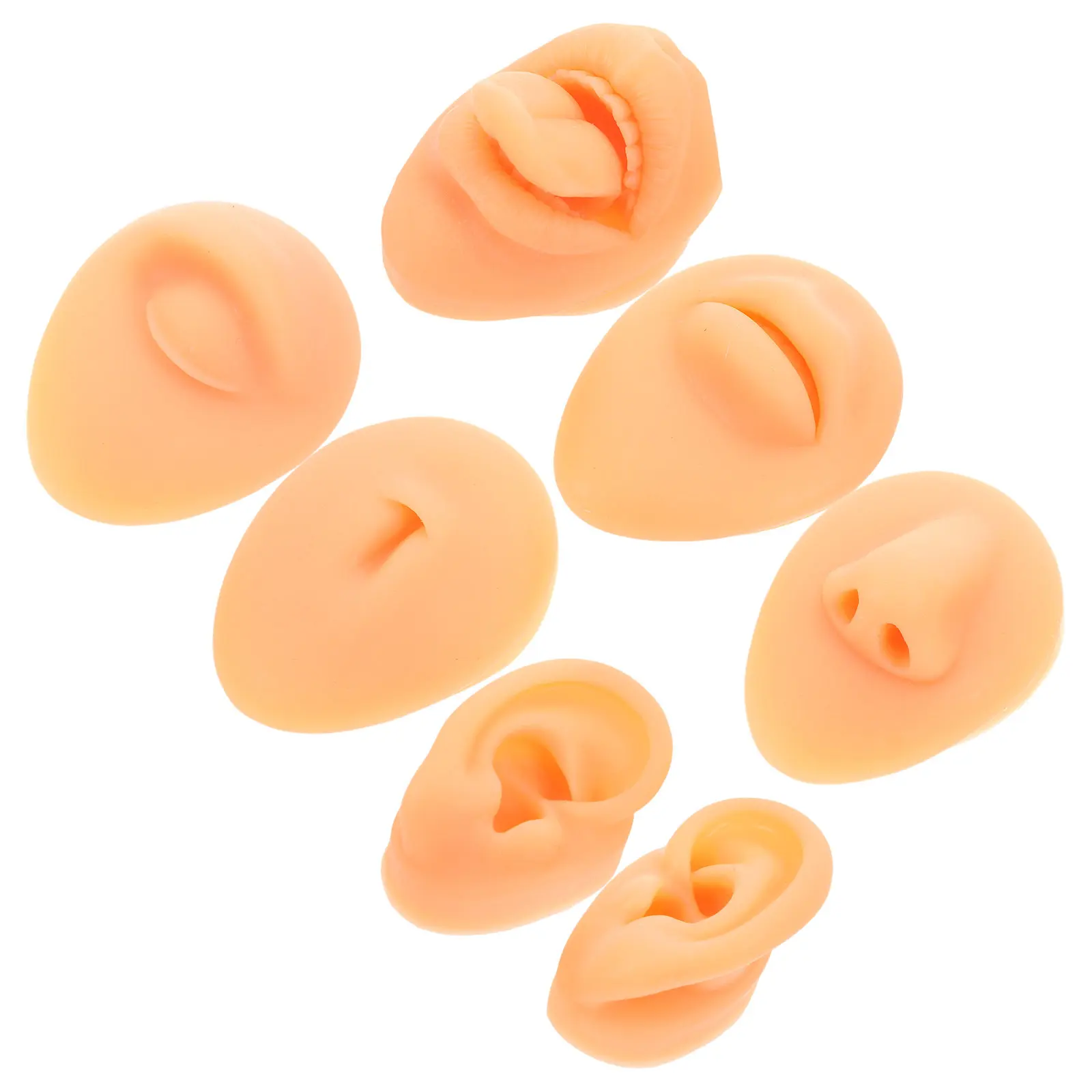 1 Set Realistic Silicone Face For Piercing Practice Display Ears Nose Mouth Tongue Models Training Teaching Tool Body Parts