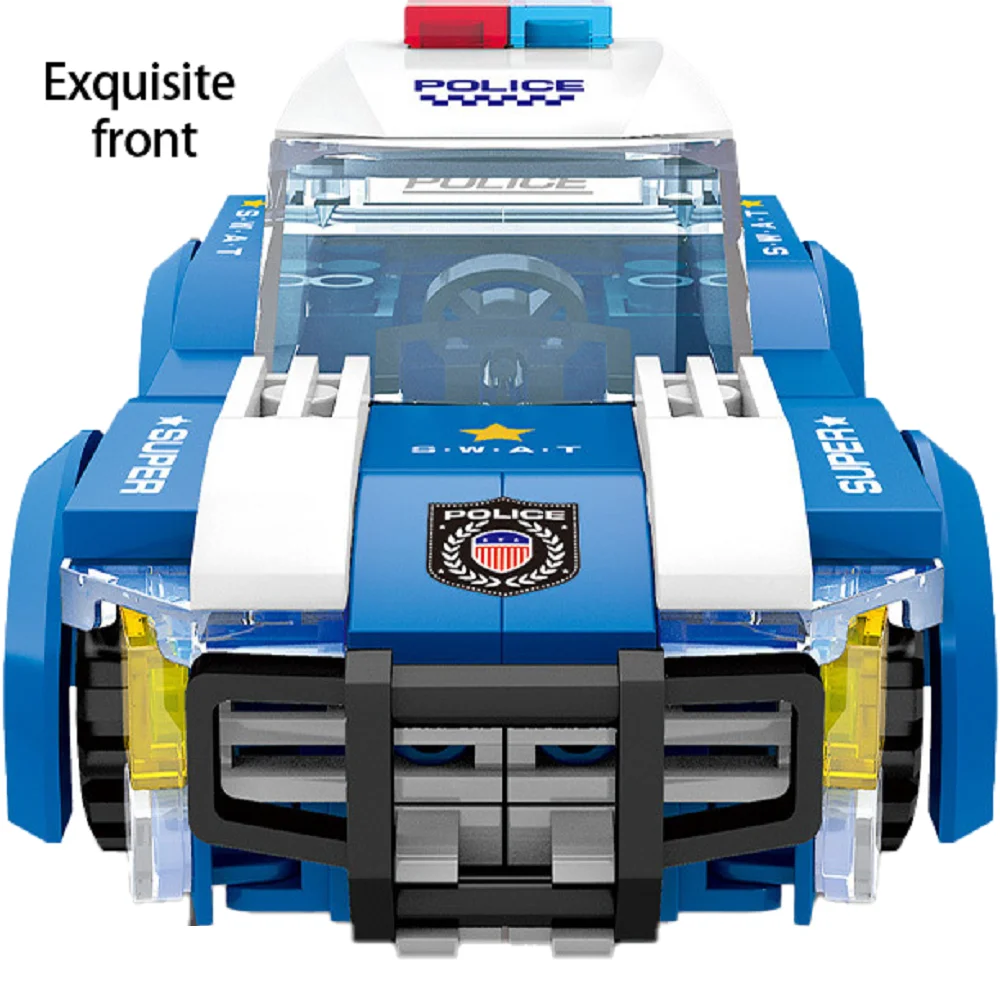 DIY Building Block Police Car Toy Set Creative Educational Patrol Vehicle  for Kids Fun Assembly Puzzle Playset image 3