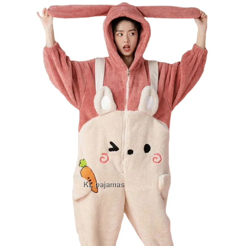 Uma casa anime traje adultos animal onesies panda sapo urso pijamas feminino inverno engrossar quente pelúcia sleepweap1p2t 2025 novo