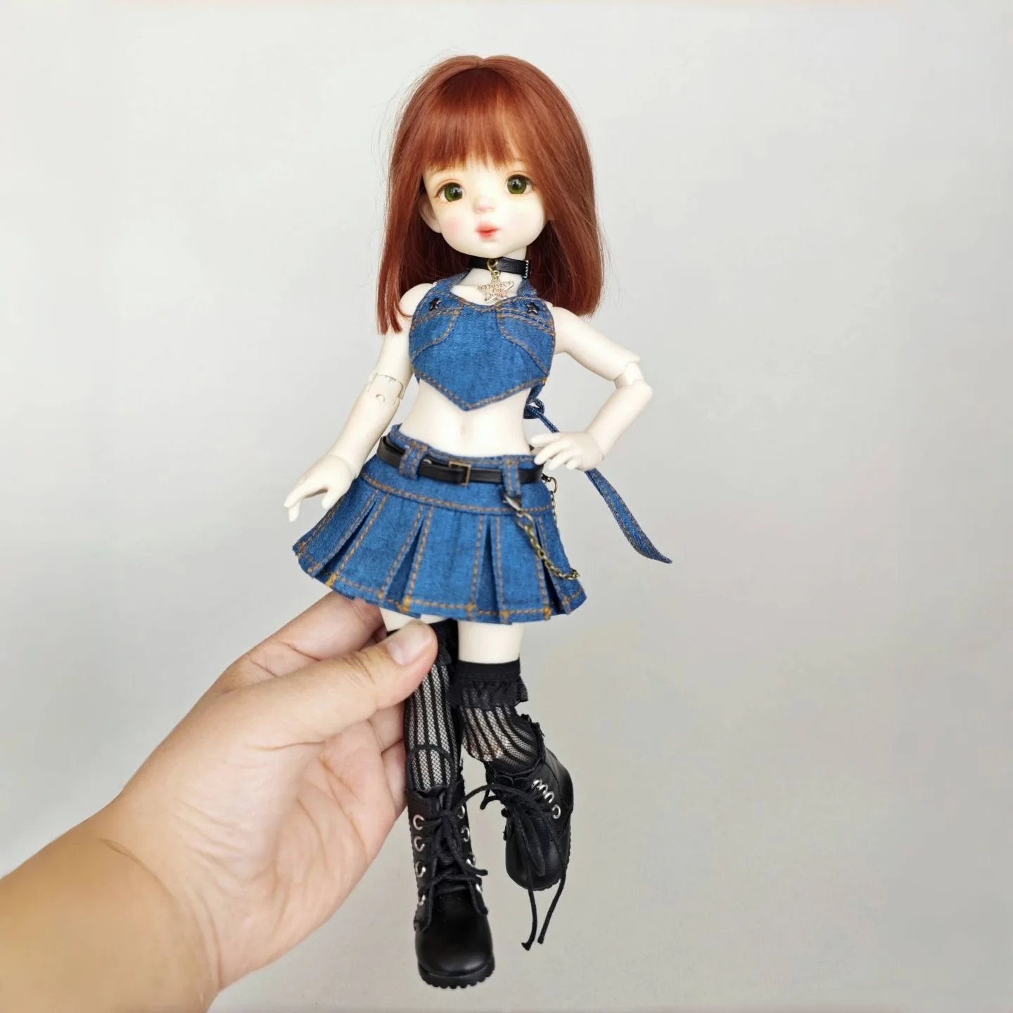 BJD Puppenkleidung passend für 1/6 Größe. Süßes blaues Kleid, Kleidungsset, Puppenzubehör