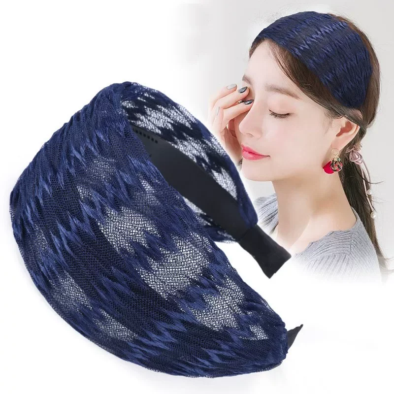 

Korean Style Wide Edge Headbands for Women Ladies Casual Hairbands 2026 New Headwear Mother Hair Accessories Lace Mesh Hair Clip