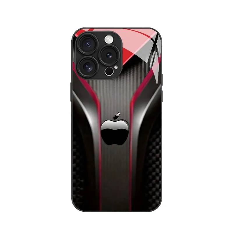 Black carbon fiber tempered phone case suitable for iPhone 17 16 15 14 13 12 11 Pro/Max/Plus anti drop and shockproof back cover - view 5