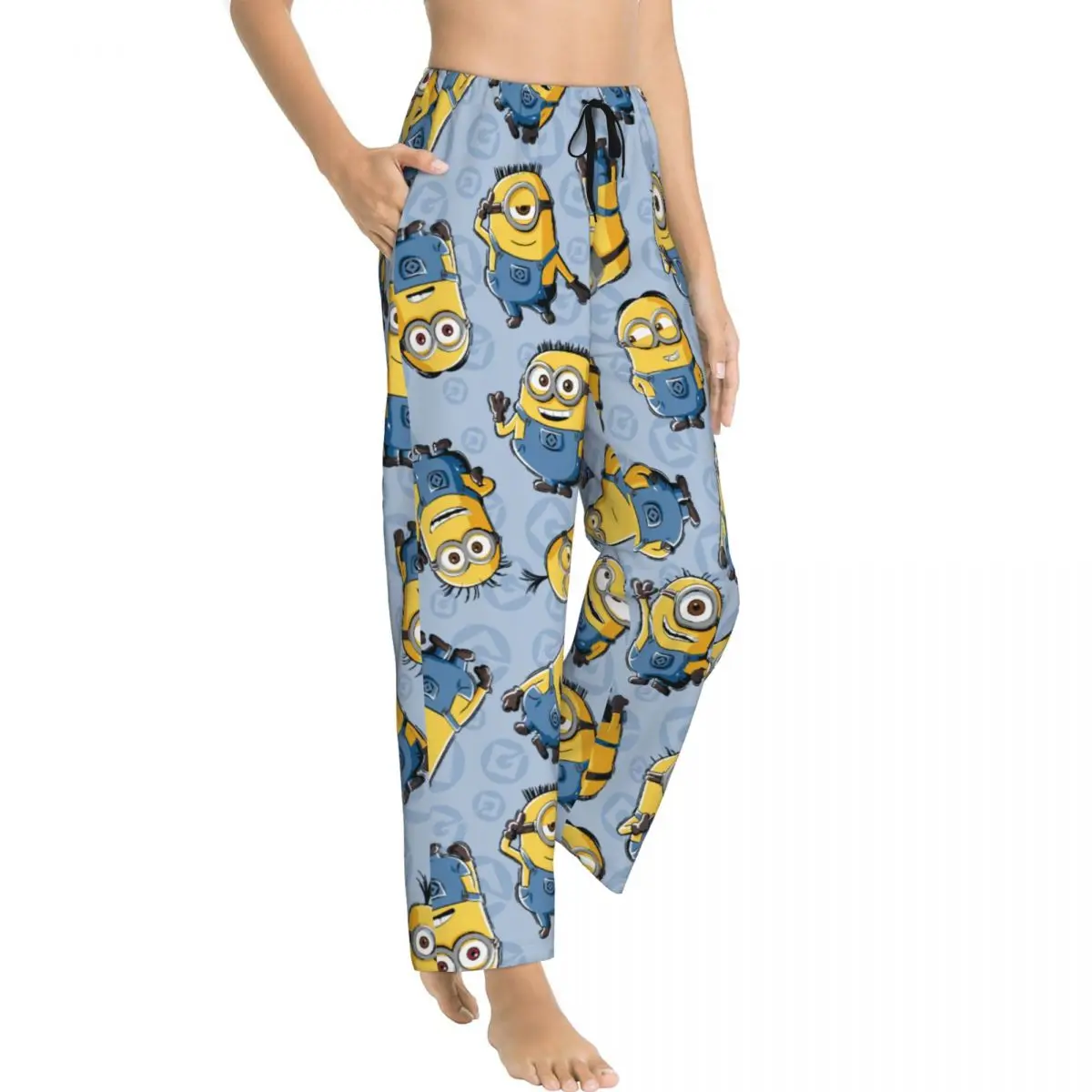 Women Animated Comedy Movies Minions Pajama Pants Custom Printed Sleep Sleepwear Bottoms with Pockets