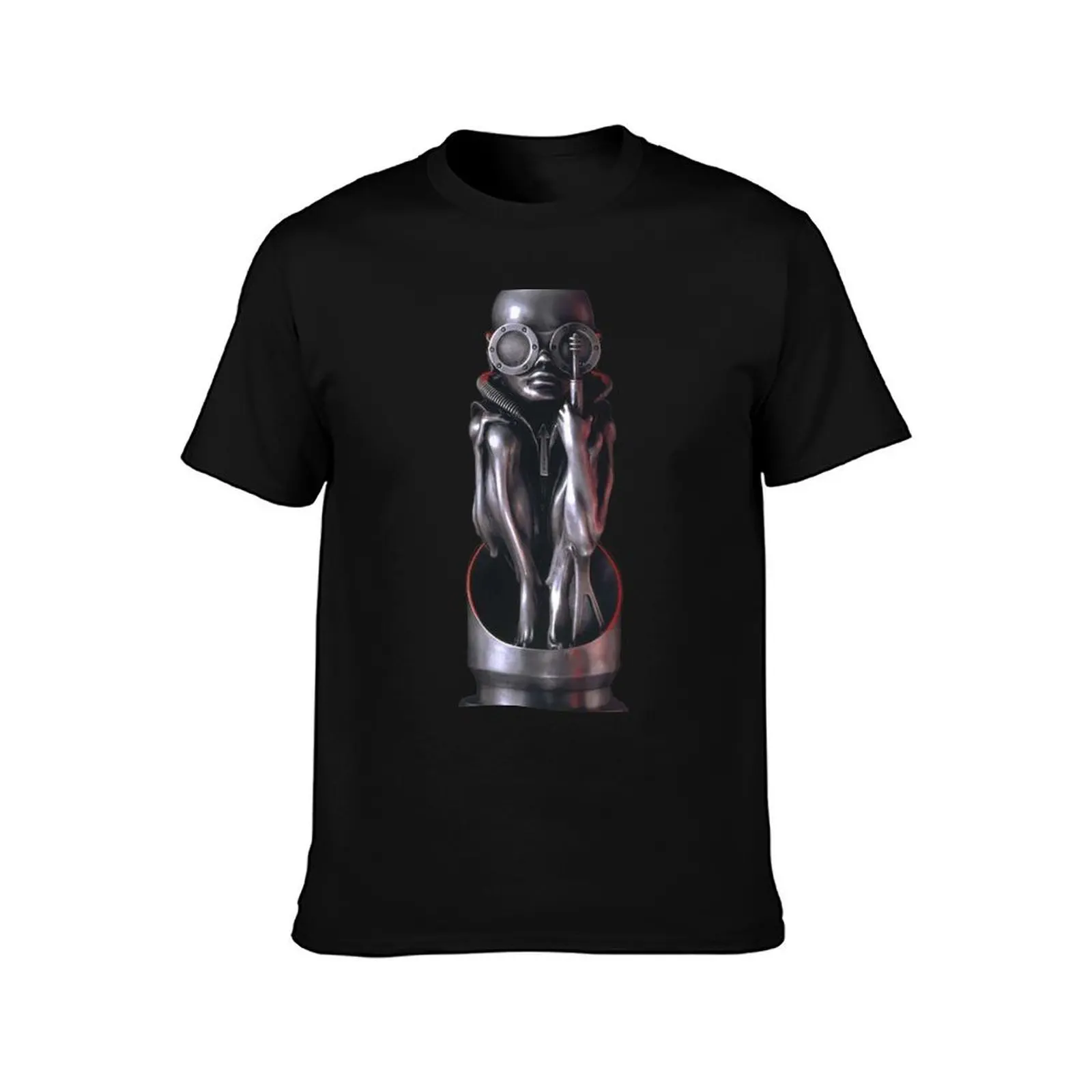 hr giger baby T-Shirt, Summer Casual Cotton Tee, Oversized Streetwear Tops, Vintage Graphic Print, Loose Fit Short Sleeve