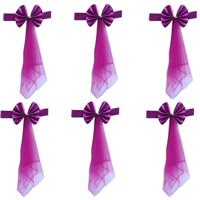 2025 New 6PCS Stretch Spandex Chair Sashes Bows Elastic Chair Band for Wedding Decors