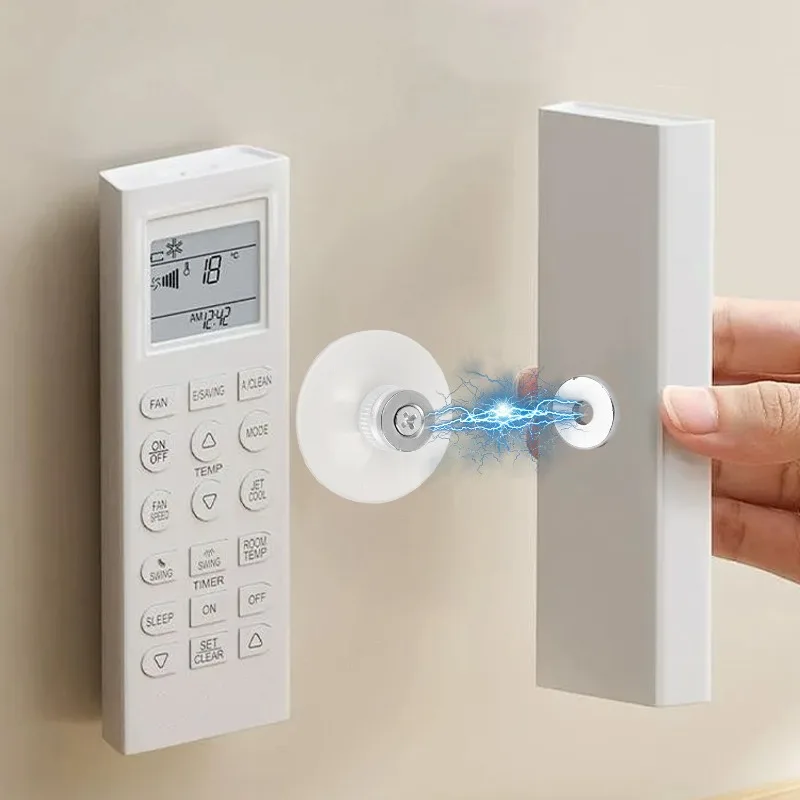 خطاف مغناطيسي قوي للتعليق على الحائط وجهاز تحكم عن بعد، كوب شفط مضاد للضياع، خطاف مغناطيسي للثلاجة، رفوف تخزين للوازم المكتبية