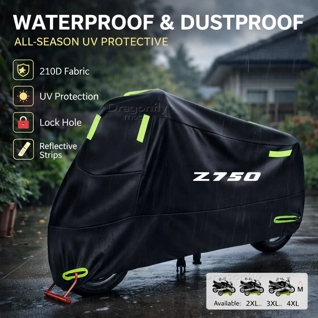 

For Kawasaki Z 750 z750 Z750R Z750S Motorcycle Cover Waterproof Outdoor Scooter UV Protector Rain Cover With Reflective