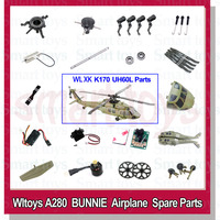 WLtoys XK K170 RC Helicopter parts Canopy Gear Motor Engine Tail Pipe Rotor head Seat Receiver K124 Servo Shaft Frame Blades LED