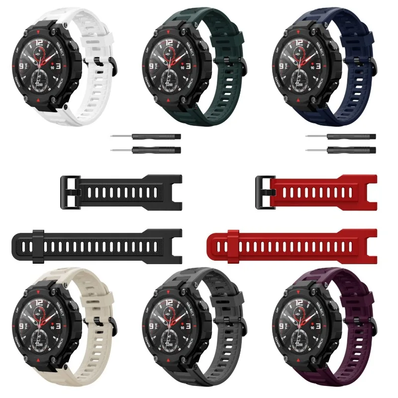 Silicone Watchband For Xiaomi Huami Amazfit T-Rex Pro Replacement Watch Band For Amazfit T Rex / Pro Soft Bracelet Wrist Strap