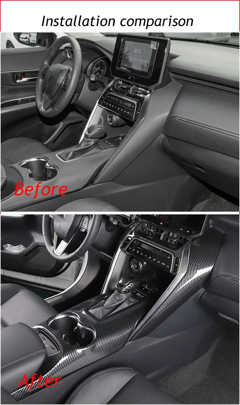 2Pcs For Toyota Harrier Venza XU80 2020-2025 LHD Car Accessories Carbon Fiber Style Gear Shift Panel Center Console Cover Trim