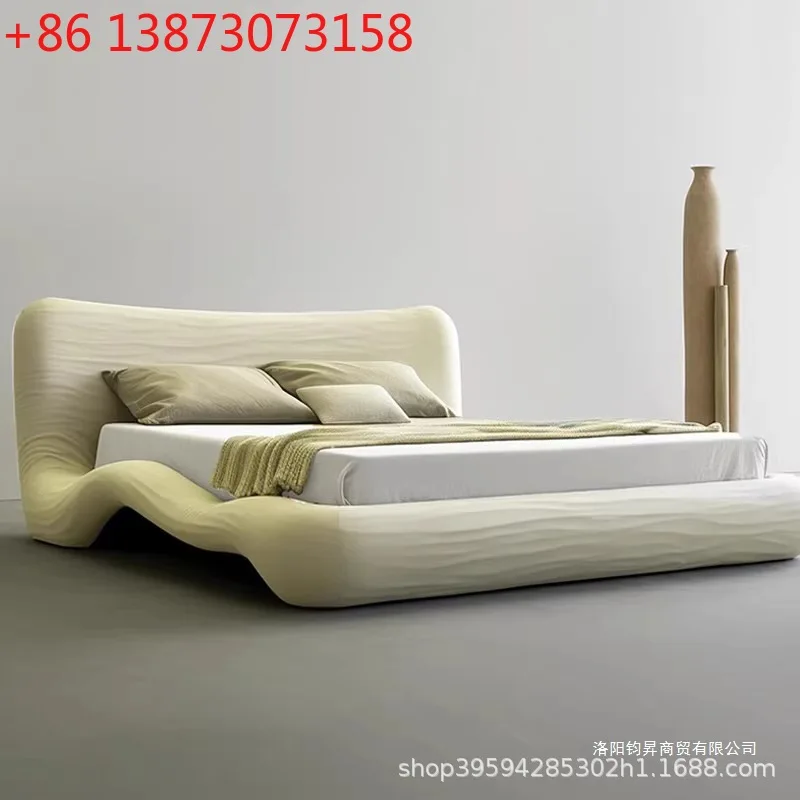 

Итальянская минималистичная тканевая кровать, современная минималистичная спальня для девочек, кремовый ветровой стол, свадебная кровать, французская напольная кровать