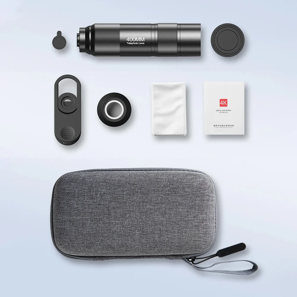 

400MM Phone Telephoto Lens for Smarphone Zoom Lens with Universal Lens Clip Cleaning Cloth Storage Bag for Hiking Camping