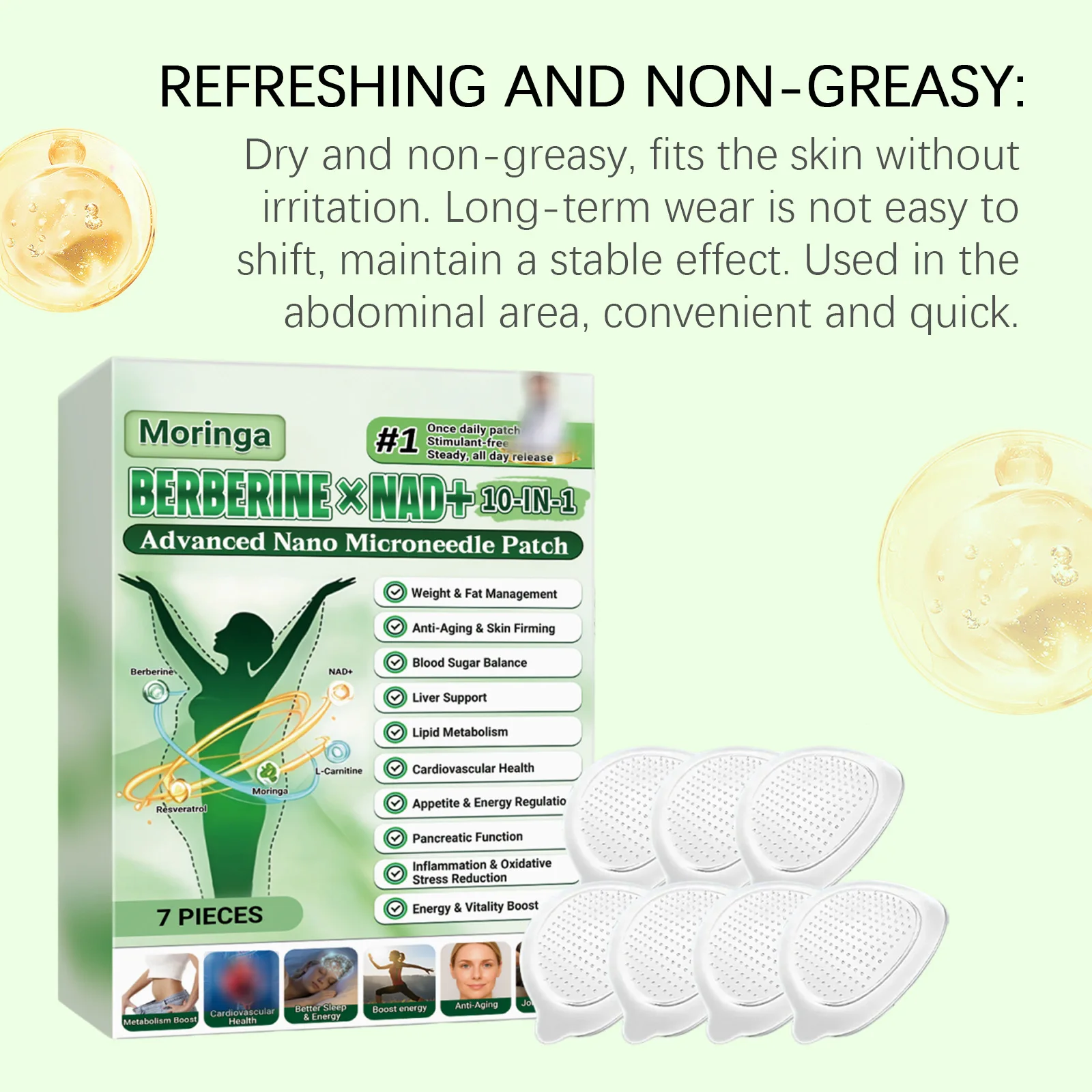 Berberine NAD+ 10-IN-1 Advanced Nano Microneedle Patch Activate Local Loop Daily Body Care Patch with Microdarts Technology