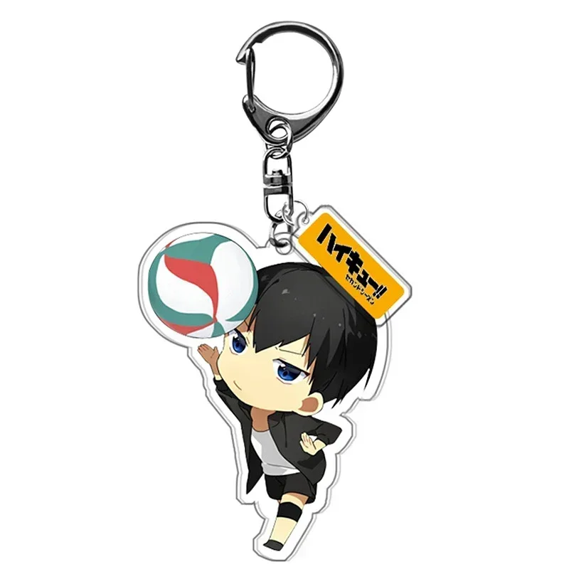 Anime Haikyu!! Hinata Shoyo Kageyama Tobio Keychain Cute Cartoon Model Acrylic Keyring Bag Baji Accessory