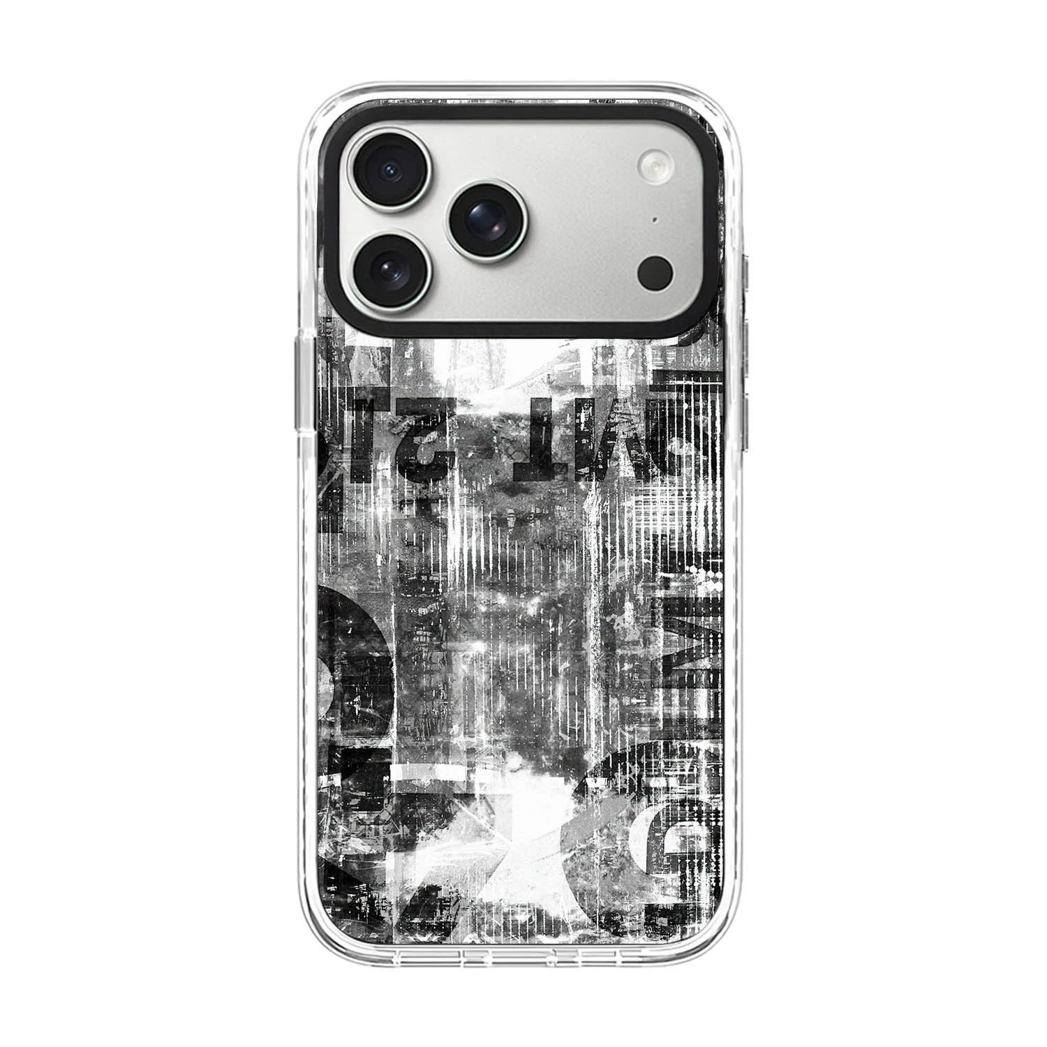 Casing HP Akrilik Bingkai Hitam Motif Koran 2.0 untuk iPhone 12 13 14 15 16 17 Pro Max dan iPhone 17 Air