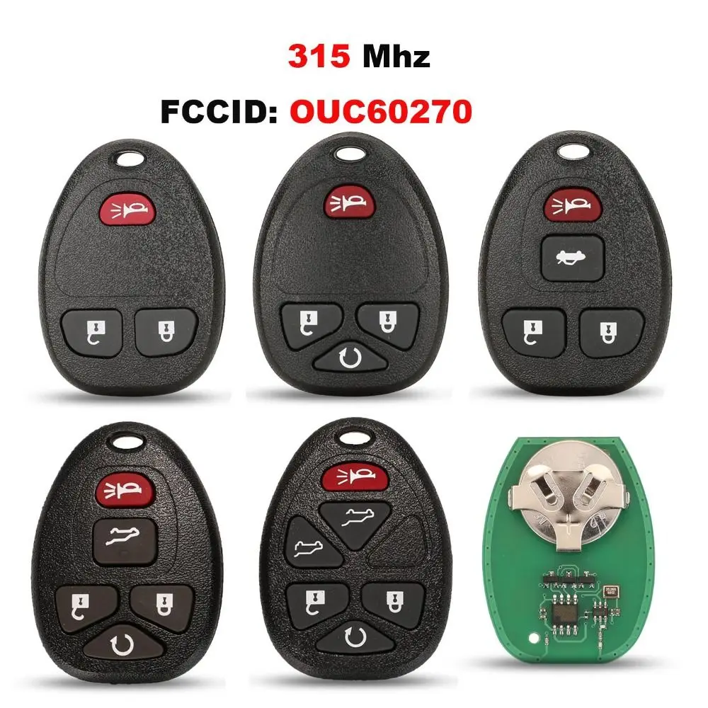 

315Mhz OUC60270 3/4/5/6 Buttons Remote Control Keyless Entry Car Key Fob for Buick/Chevrolet/Cadillac/GMC/Saturn