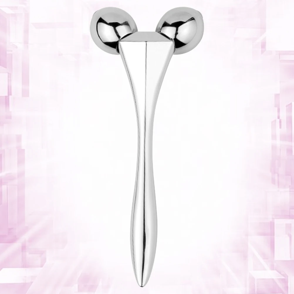 أسطوانة تدليك الوجه الفضية مصنوعة من خليط معدني وقبضة مريحة ومدلك دوار للوجه أداة تدليك محمولة للعناية بالبشرة للوجه والعين #1