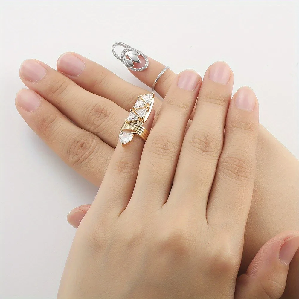 Nail Rings With The Same Material As The Micro-Inlaid Zircon Series, Sweet And Romantic Niche Design, A Holiday Gift For Girls