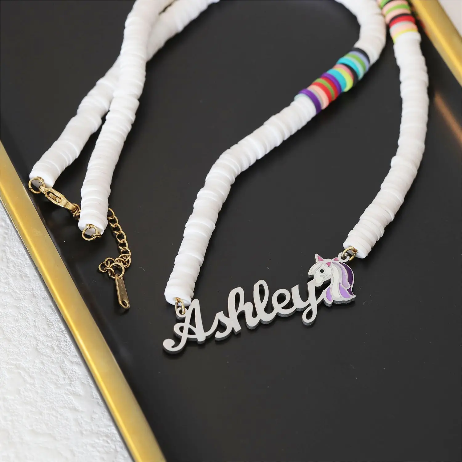 

Customized Vintage Enamel Name Necklace 18K Gold Plated Color Pendant Personalized Nameplate Women's Jewelry Christmas Gifts