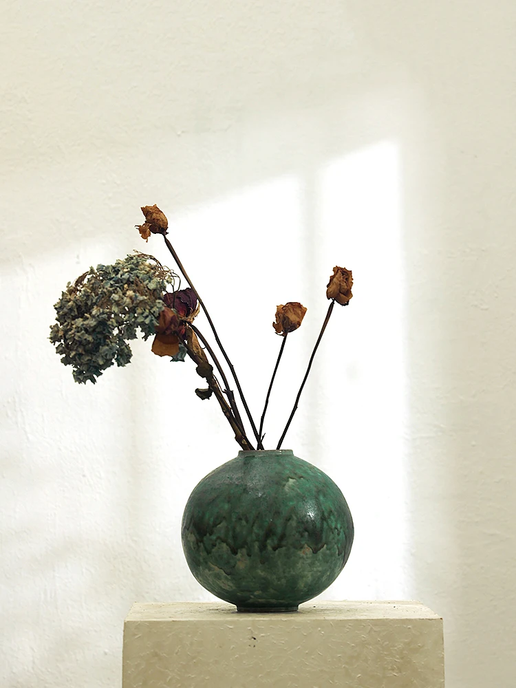 

Ceramic vase, blue glaze tabletop, porch, TV cabinet, tea space, Japanese retro flower decoration