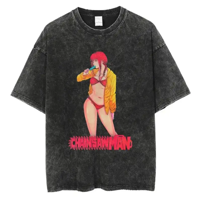 

Chainsaw Man Cute Makima T-shirt Anime Shirt Vintage Men's T-shirt Pure Cotton Leisure Sports Harajuku Summer New 2025