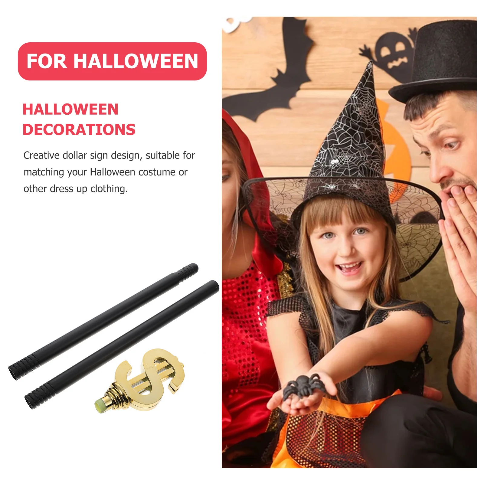 Scettro per cartello da dollaro, accessorio per costume, tre sezioni, in plastica durevole, per cosplay di Halloween, accessorio per spettacoli teatrali