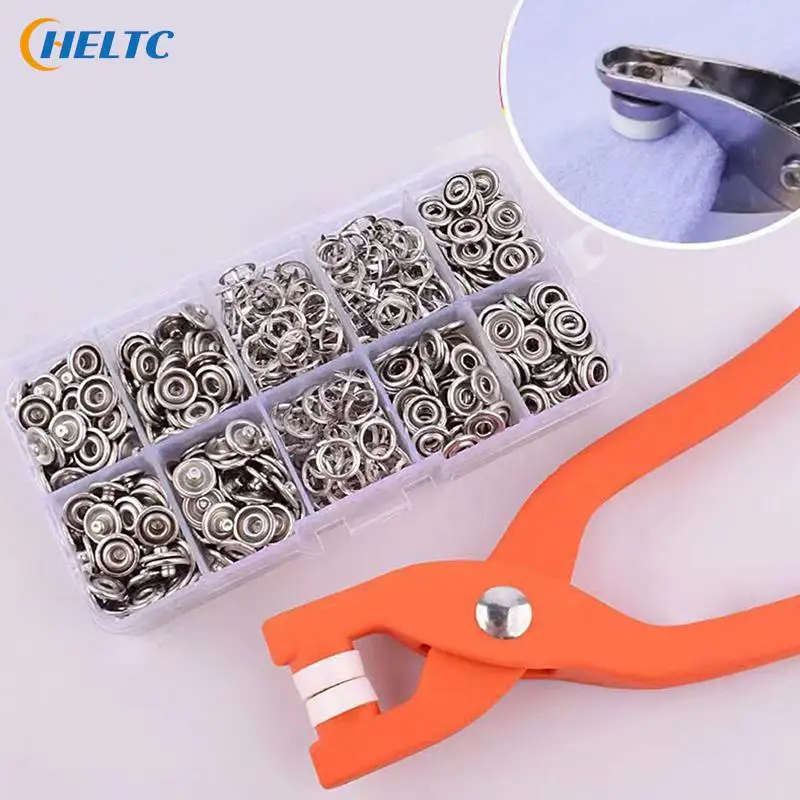 1set 50/100PCS Plier Tool Metal Sewing Buttons Five-claw Buckle Metal Snap Buttons Clothes Stitch Free Fastener Sewing Tools Set