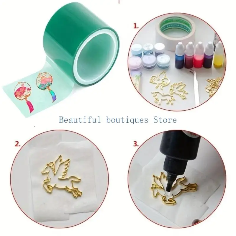 U4LF Smooth PET Mold Tape Roll for Open Frame Resin Filling, Green Jewelry Backing Tape for Pendant Craft Projects and DIY Resin