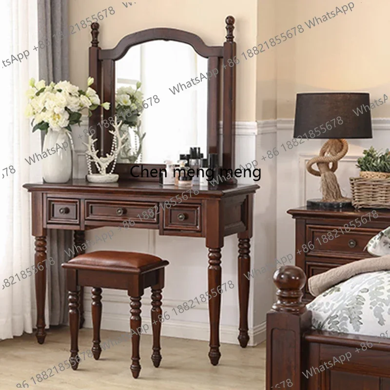 

Throne Mirror Vanity Table Wooden Aesthetic Luxury Drawer Dresser Organizer Europa Beauty Minimalist Schminktisch Home Furniture