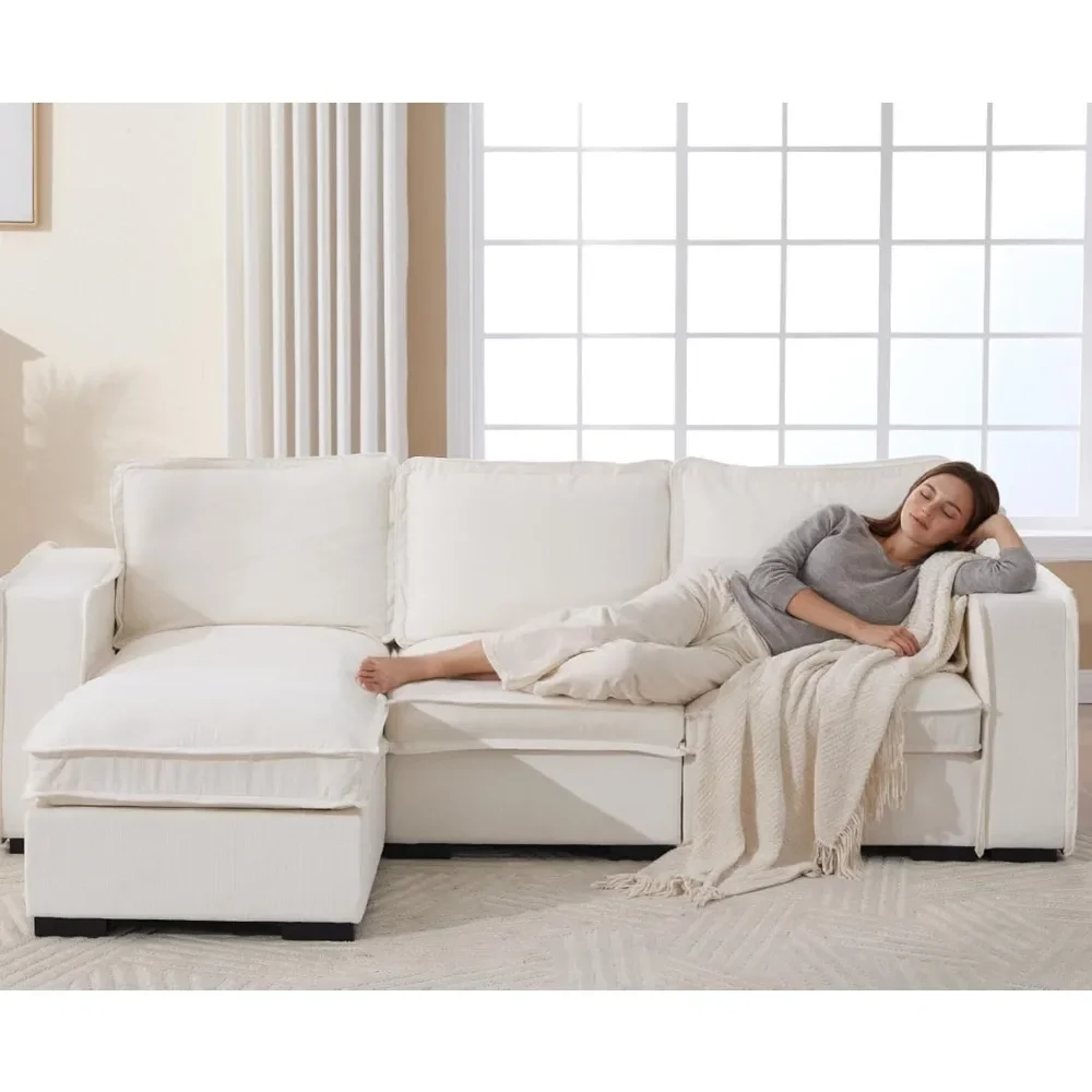 Sofa Seksional Linen Modular 93, Sofa Cloud 3-Dudukan, Kursi Dalam 24' (61cm), Furnitur Ruang Tamu Modern yang Nyaman dan Berlapis Kain