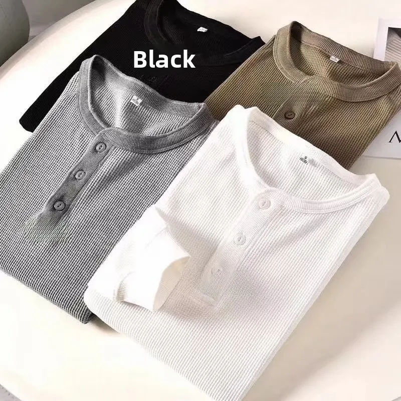 

ex Long Sve Henry Collar T-irt Basic Layering irt Commute Sle Regular Fit Fiber Fabric Autumn Winter Season